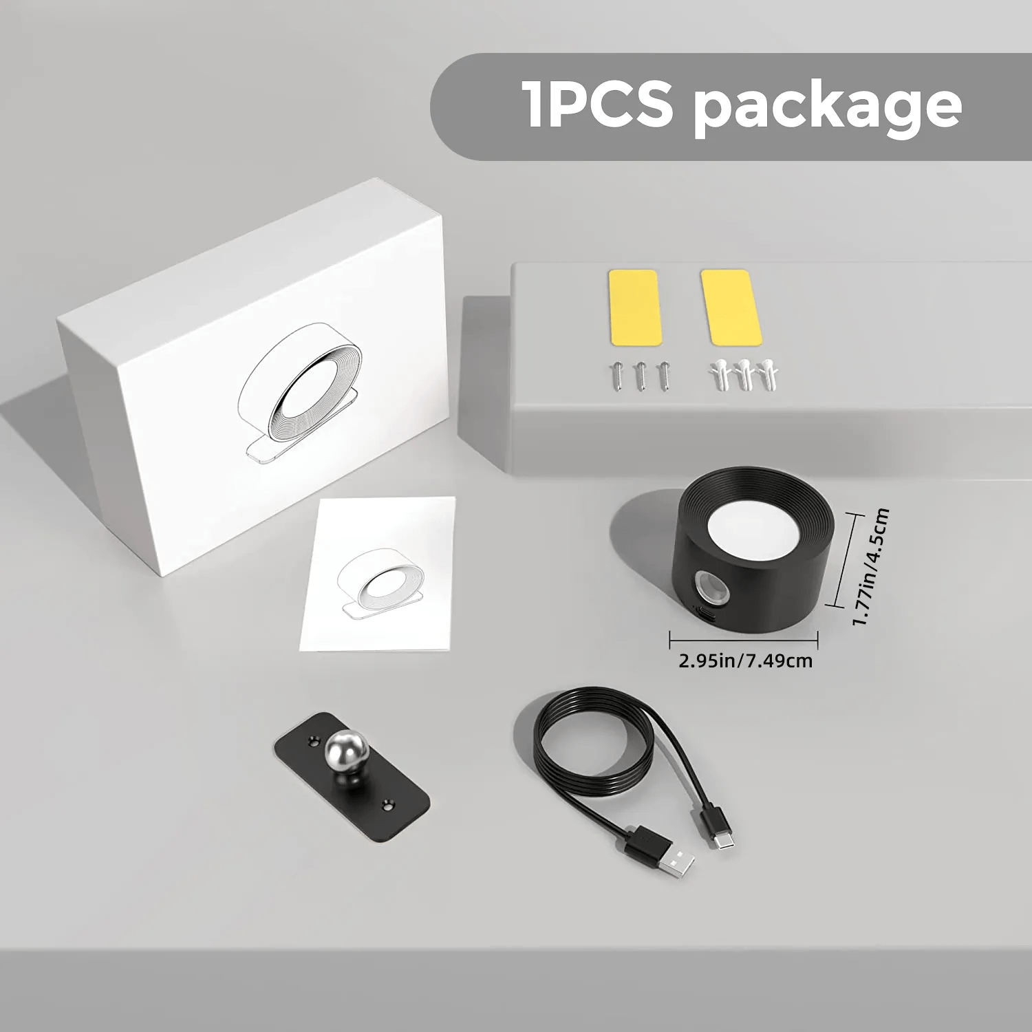 Bezprzewodowa lampa ścienna LED z obrotem 360°