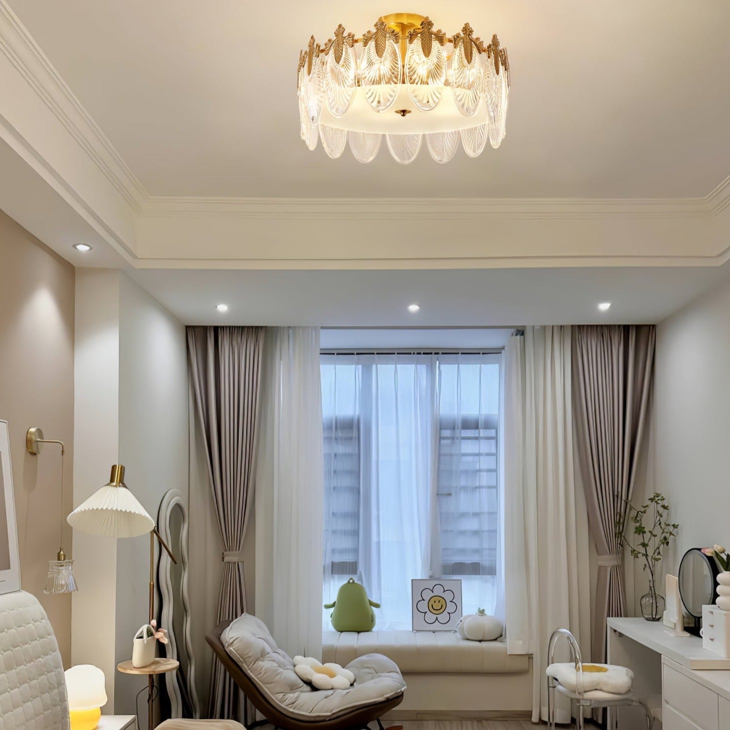 Okrągły szklany plafon dekoracyjny