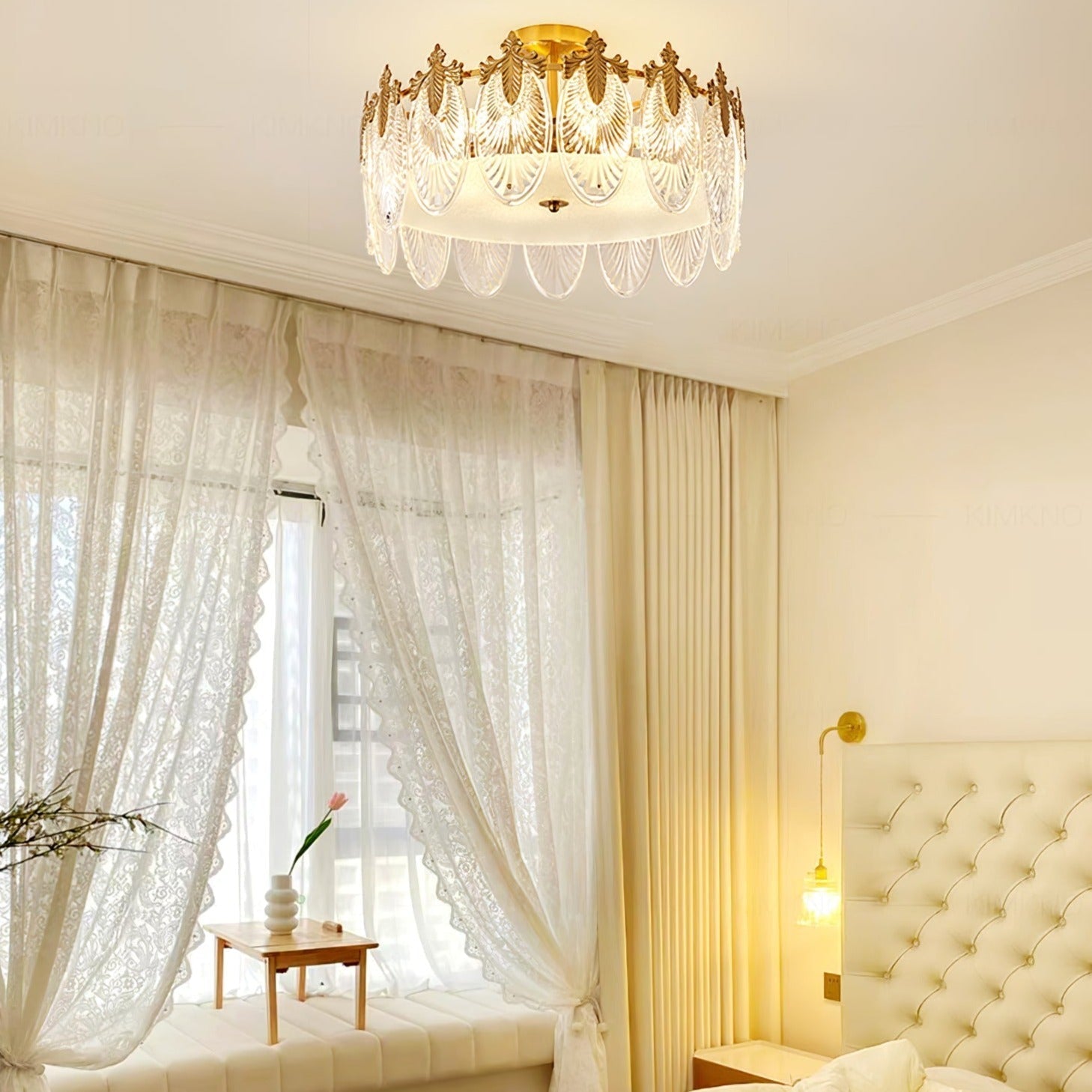 Okrągły szklany plafon dekoracyjny