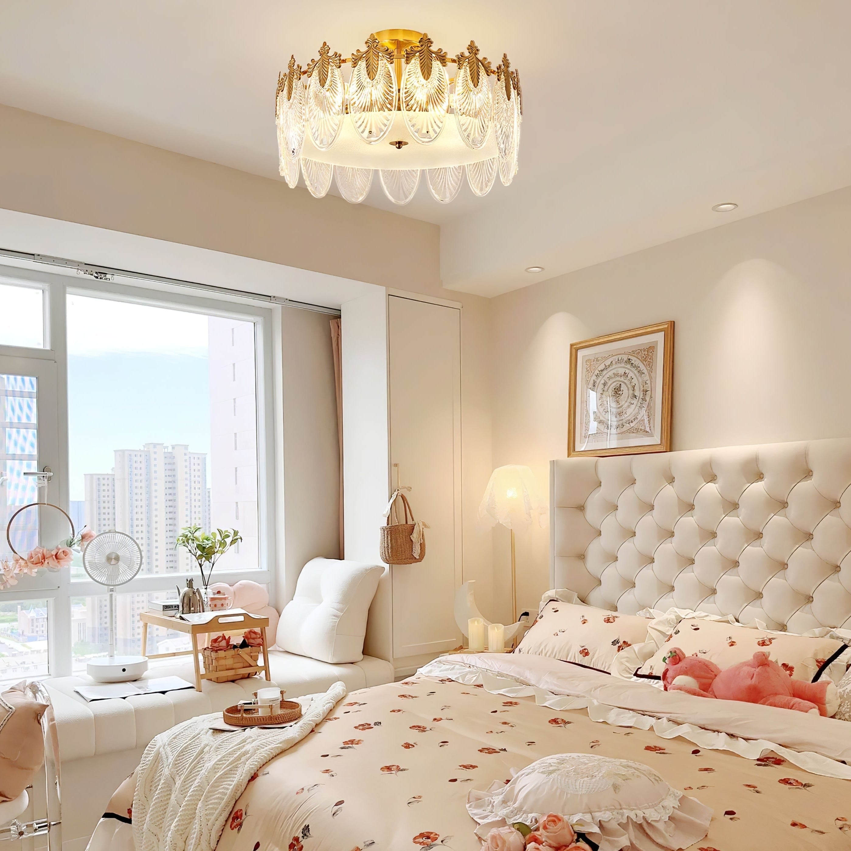 Okrągły szklany plafon dekoracyjny