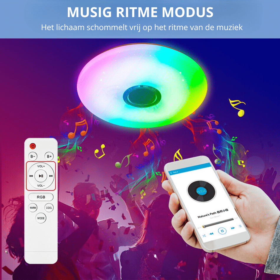 Lampa sufitowa LED z głośnikiem Bluetooth RGB