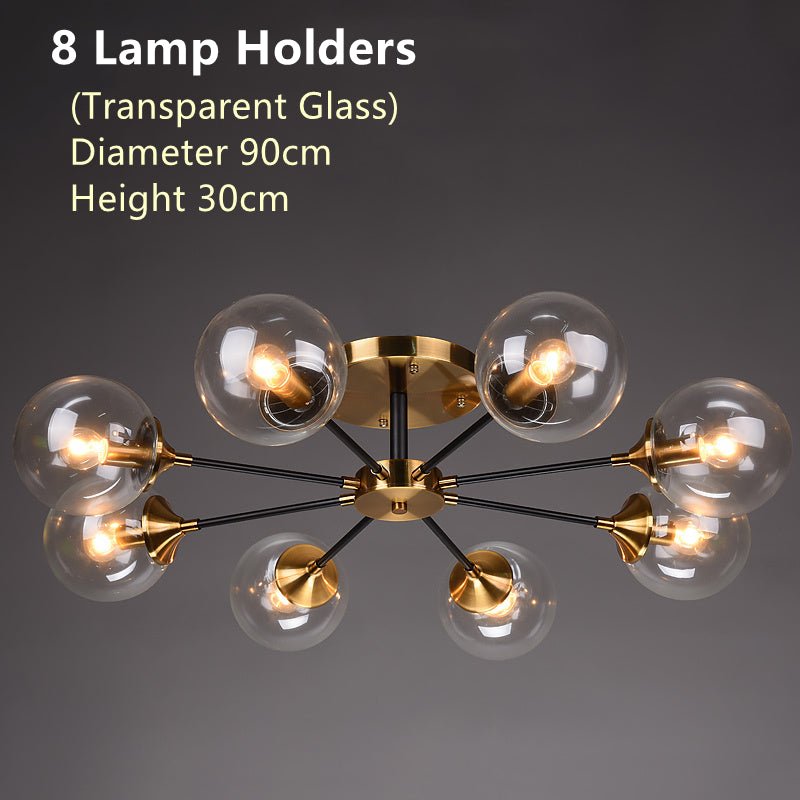 Nowoczesny żyrandol sufitowy z kulistymi kloszami