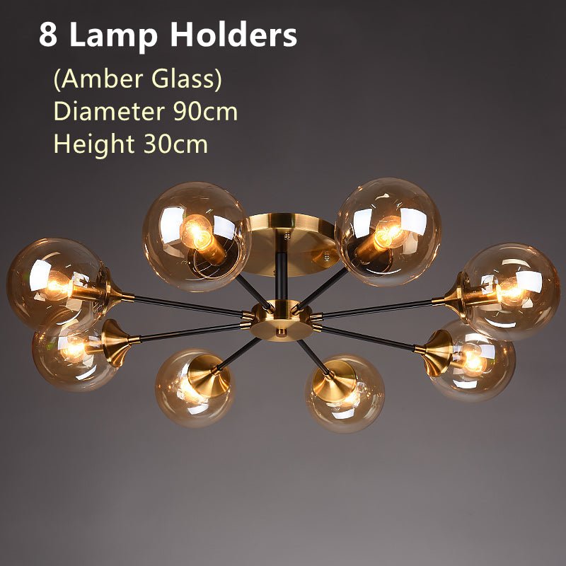 Nowoczesny żyrandol sufitowy z kulistymi kloszami