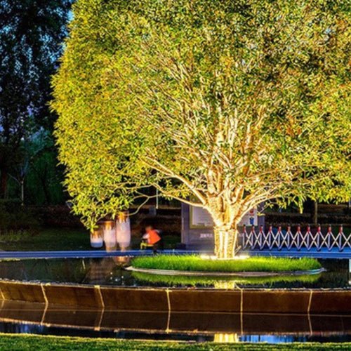 Okrągła lampa ogrodowa LED do podświetlania drzew