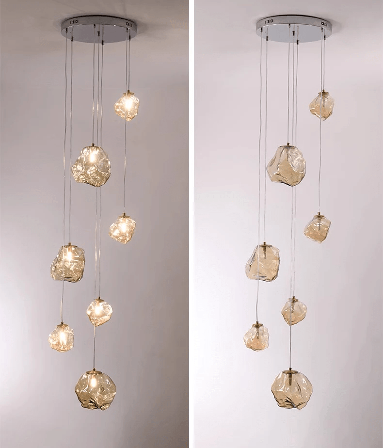 Nowoczesny żyrandol schodowy LED z wieloma kloszami