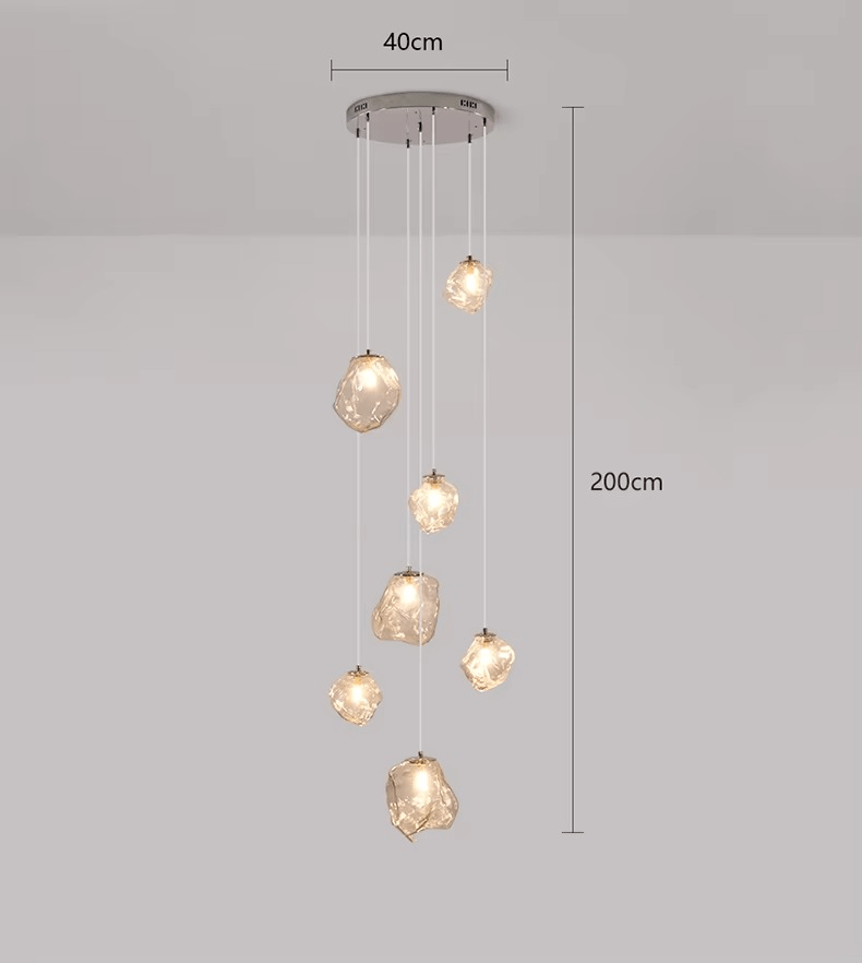 Nowoczesny żyrandol schodowy LED z wieloma kloszami