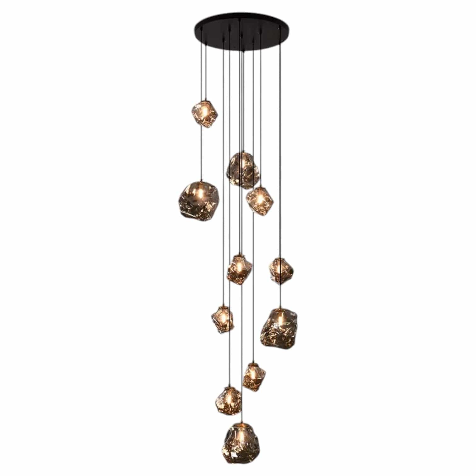 Nowoczesny żyrandol schodowy LED z wieloma kloszami