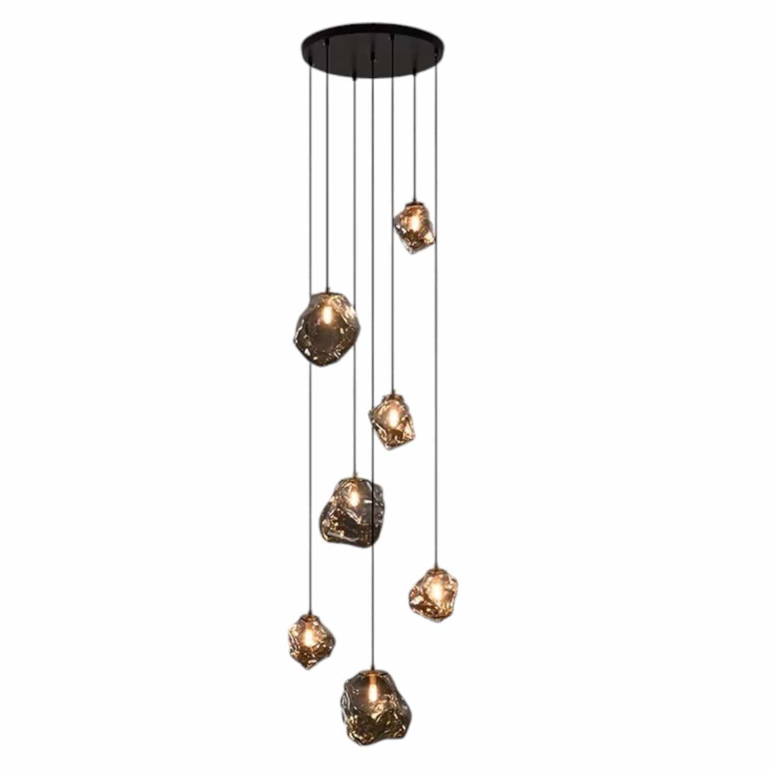 Nowoczesny żyrandol schodowy LED z wieloma kloszami