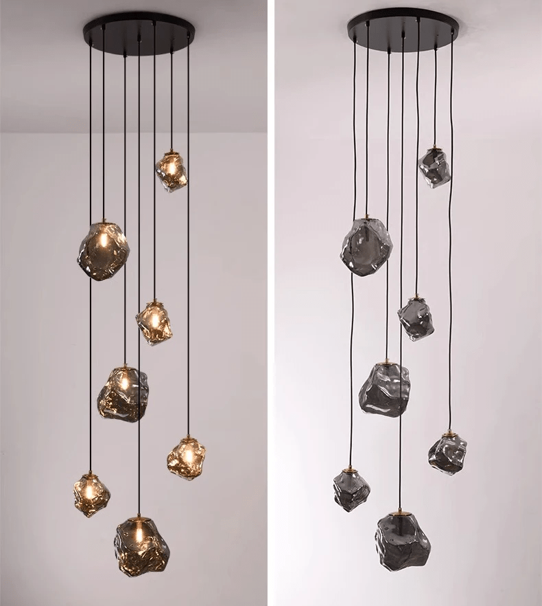 Nowoczesny żyrandol schodowy LED z wieloma kloszami