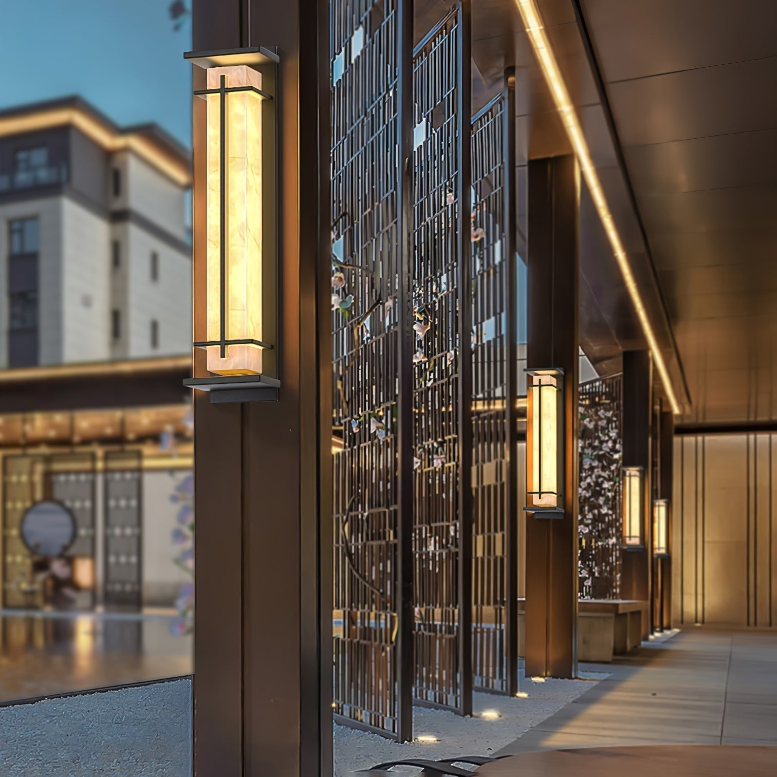 Zewnętrzny kinkiet ścienny LED IP65 z marmurowym panelem