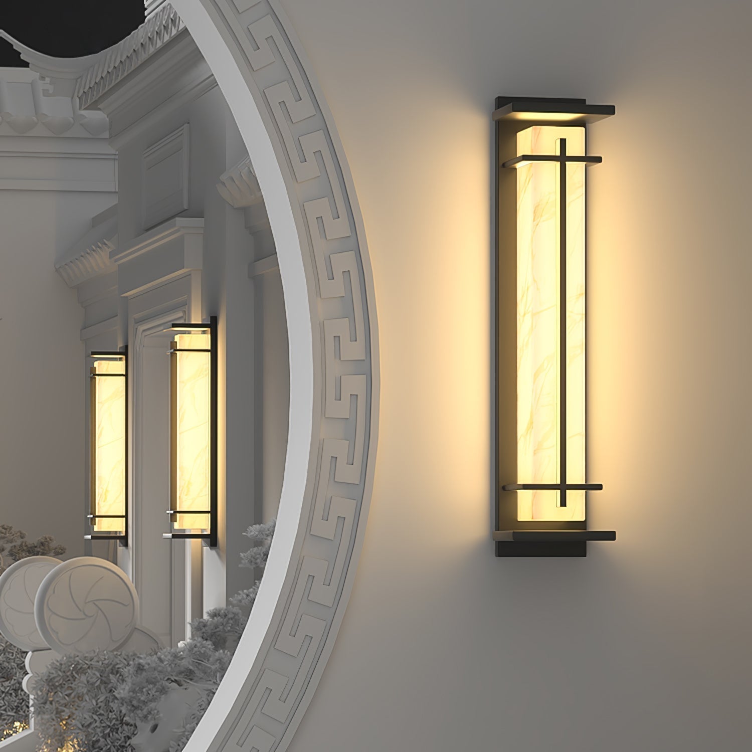 Zewnętrzny kinkiet ścienny LED IP65 z marmurowym panelem