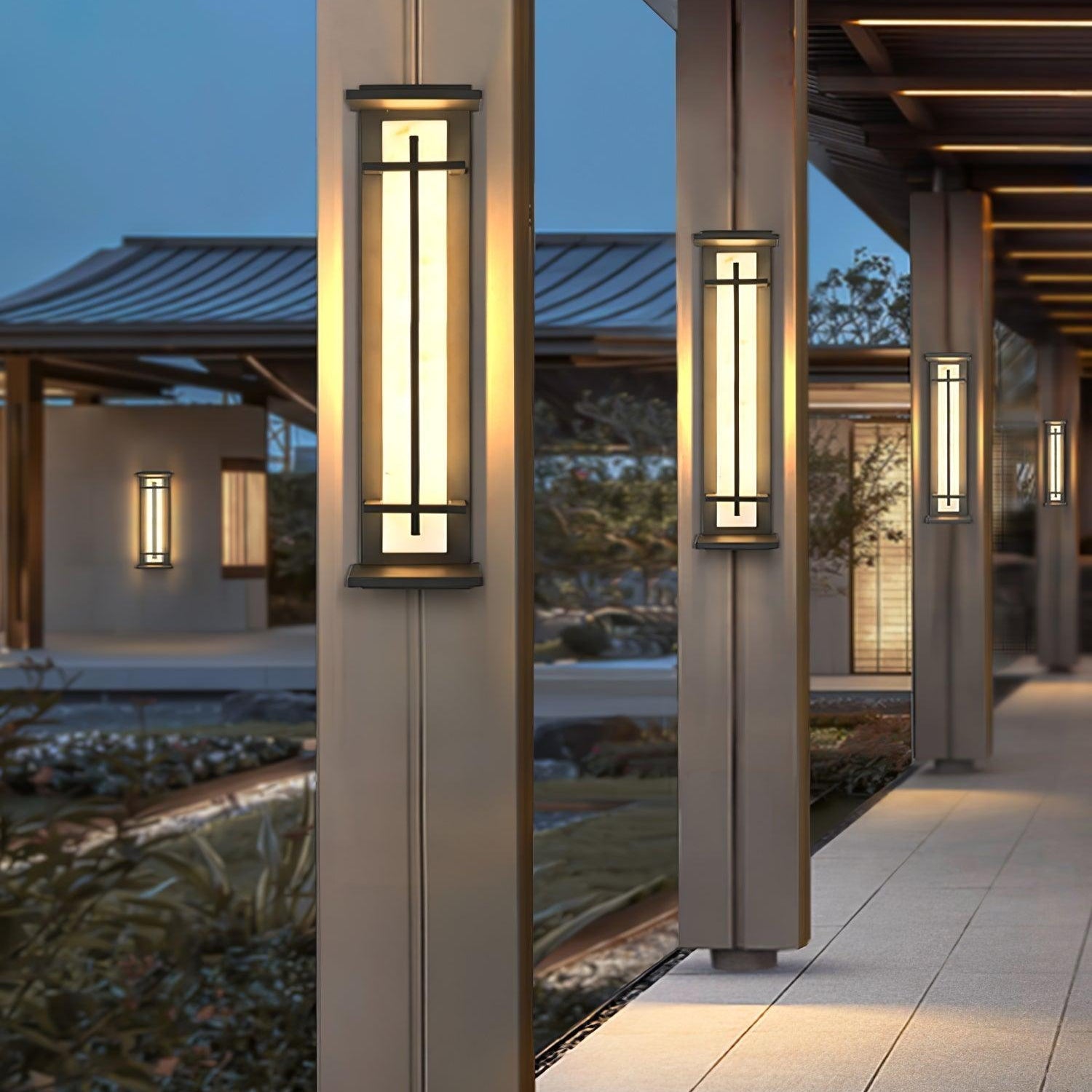 Zewnętrzny kinkiet ścienny LED IP65 z marmurowym panelem